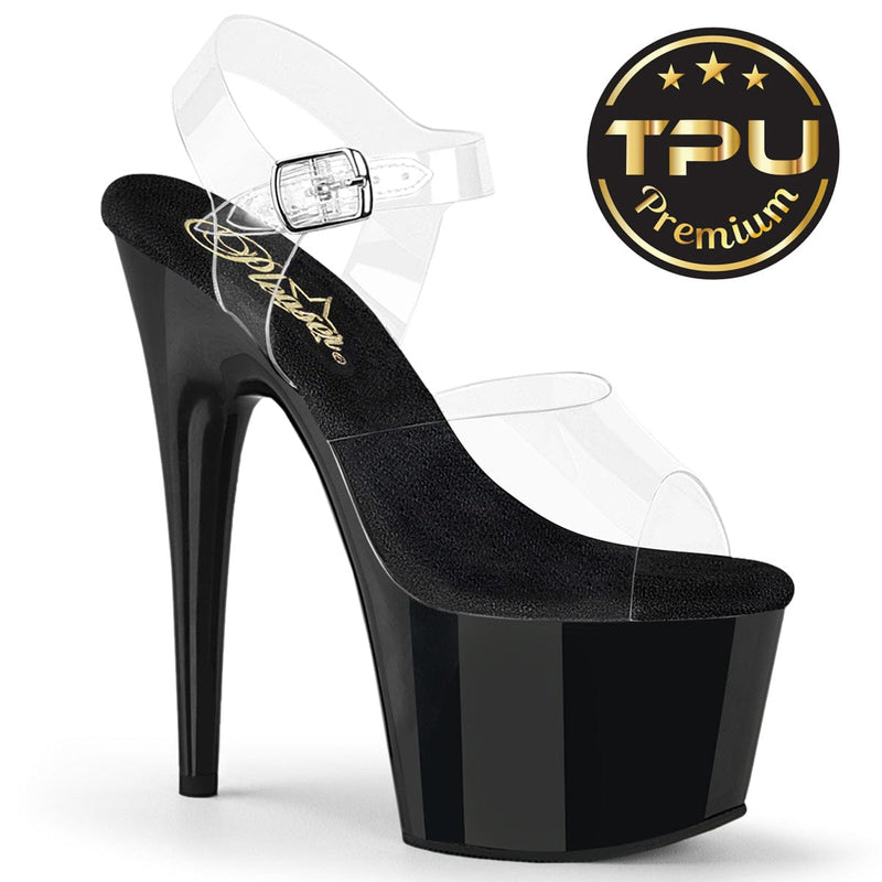 Pleaser ADORE-708PREM Platform Sandal (Clear TPU/Black)