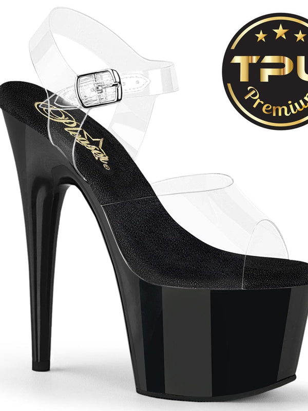 Pleaser ADORE-708PREM Platform Sandal (Clear TPU/Black)