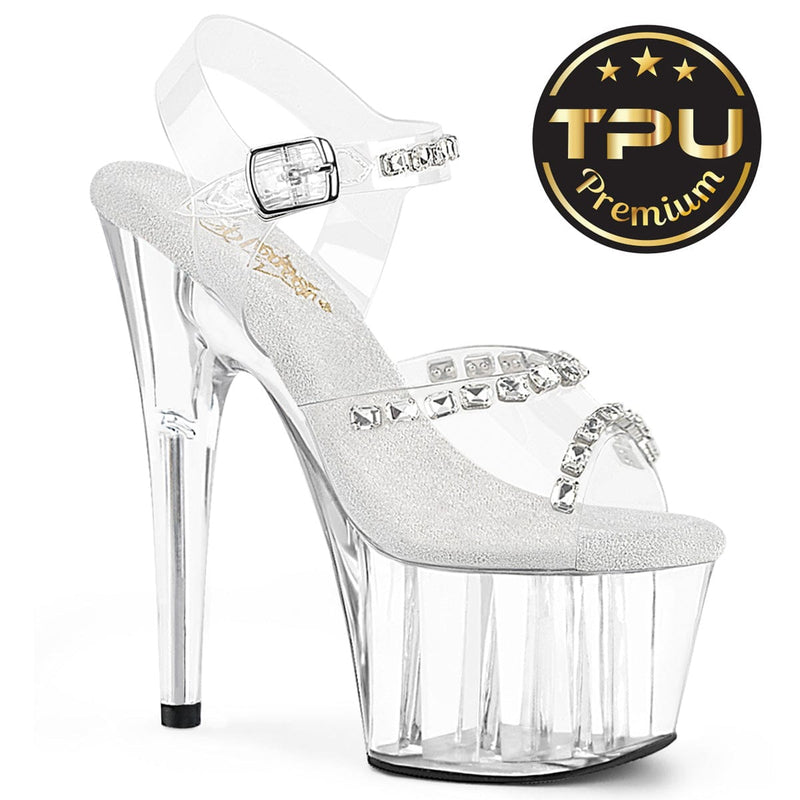 Pleaser ADORE-708PREM-STN Platform Sandal (Clear TPU/Clear)