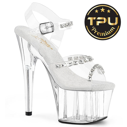 Pleaser ADORE-708PREM-STN Platform Sandal (Clear TPU/Clear)