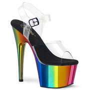Pleaser ADORE-708RC Platform Sandal (Clear/Rainbow Chrome) 5