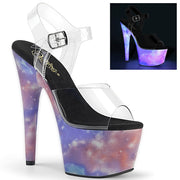 Pleaser ADORE-708REFL Platform Sandal (Clear/Purple-Blue Reflective)