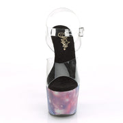 Pleaser ADORE-708REFL Platform Sandal (Clear/Purple-Blue Reflective)