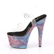 Pleaser ADORE-708REFL Platform Sandal (Clear/Purple-Blue Reflective)