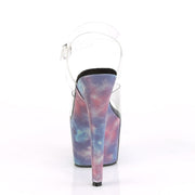 Pleaser ADORE-708REFL Platform Sandal (Clear/Purple-Blue Reflective)