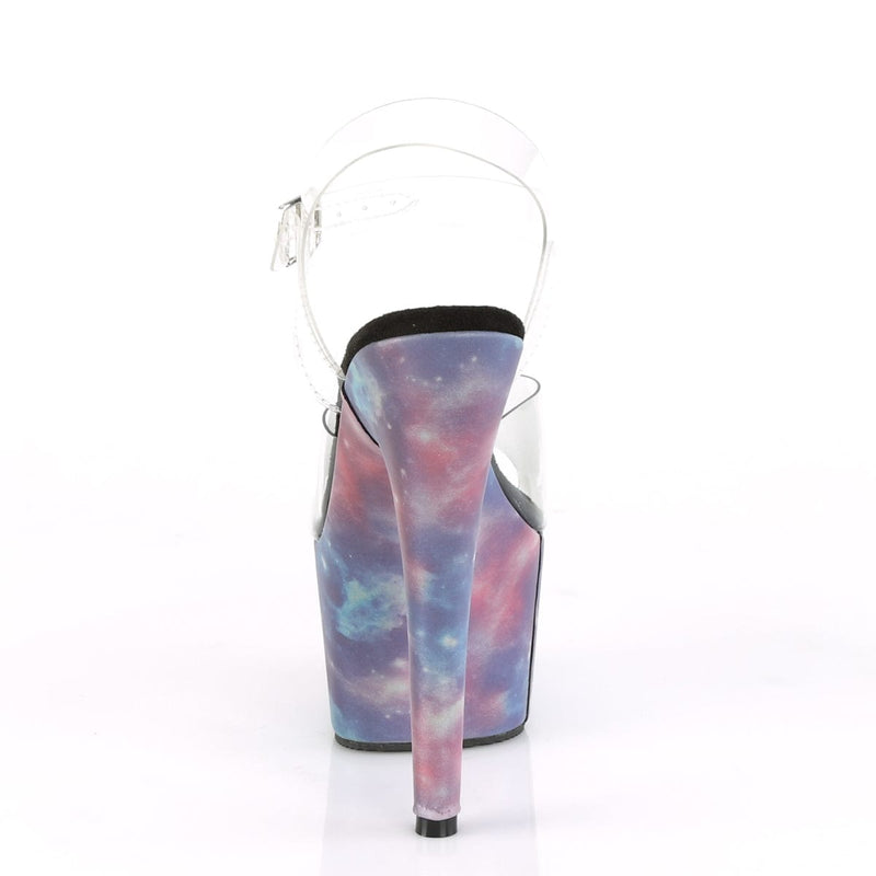 Pleaser ADORE-708REFL Platform Sandal (Clear/Purple-Blue Reflective)