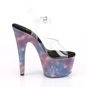 Pleaser ADORE-708REFL Platform Sandal (Clear/Purple-Blue Reflective)