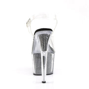 Pleaser ADORE-708SRS Platform Sandal (Clear/Black SRhinestone)