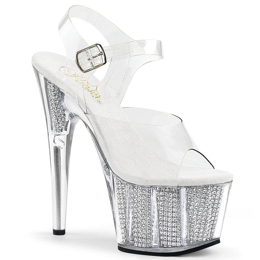 Pleaser ADORE-708SRS Platform Sandal (Clear/Silver SRhinestone)