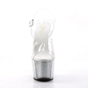 Pleaser ADORE-708SRS Platform Sandal (Clear/Silver SRhinestone)