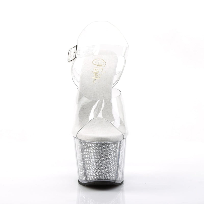 Pleaser ADORE-708SRS Platform Sandal (Clear/Silver SRhinestone)