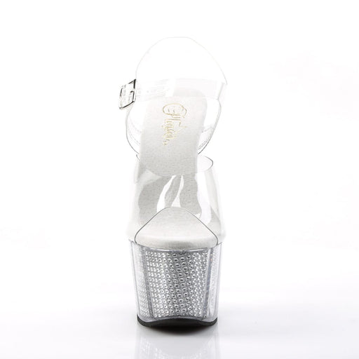 Pleaser ADORE-708SRS Platform Sandal (Clear/Silver SRhinestone)