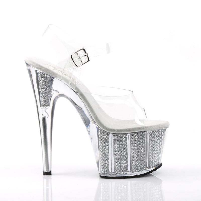 Pleaser ADORE-708SRS Platform Sandal (Clear/Silver SRhinestone)