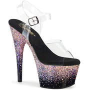 Pleaser ADORE-708SS Platform Sandal (Clear/Black-Dusty Blush Multi Glitter) 5