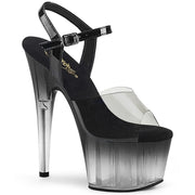 Pleaser ADORE-708T-2 Platform Sandal (Smoke-Black/Black-Clear Ombre)