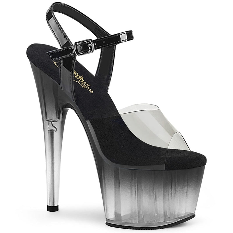 Pleaser ADORE-708T-2 Platform Sandal (Smoke-Black/Black-Clear Ombre)