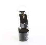 Pleaser ADORE-708TIP-02 Platform Sandal (Clear/Black-Silver Rhinestone)