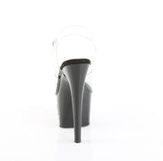 Pleaser ADORE-708TIP-02 Platform Sandal (Clear/Black-Silver Rhinestone)