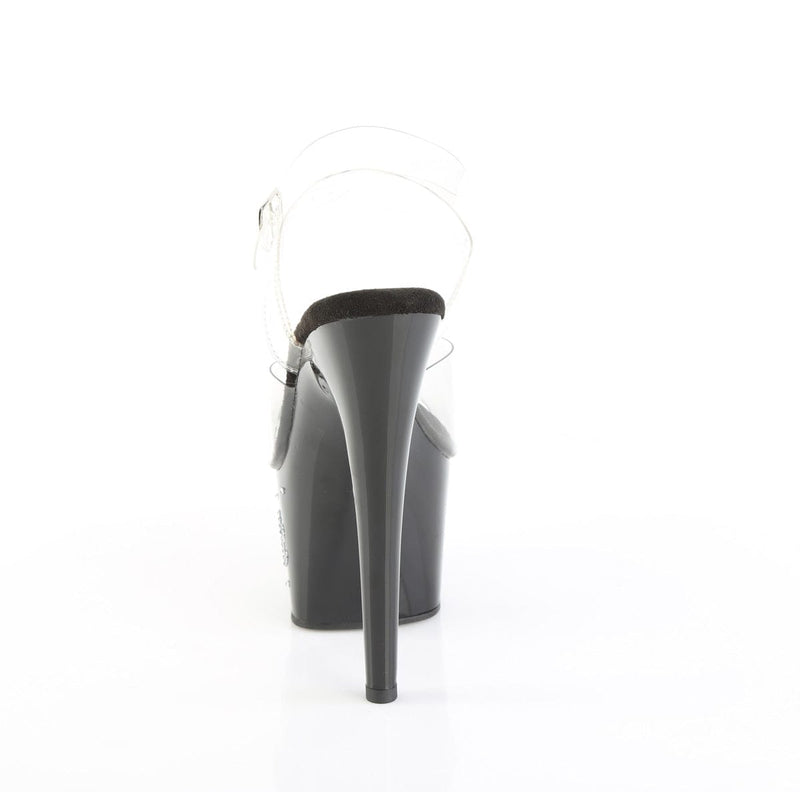 Pleaser ADORE-708TIP-02 Platform Sandal (Clear/Black-Silver Rhinestone)