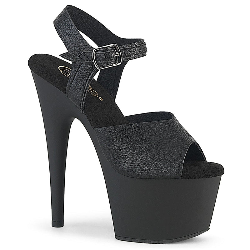 Pleaser ADORE-708UL Platform Sandal (Black Faux Leather/Black Matte)