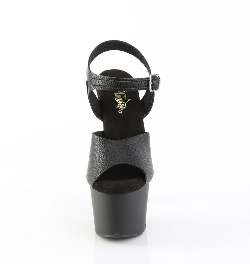 Pleaser ADORE-708UL Platform Sandal (Black Faux Leather/Black Matte)