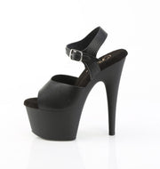 Pleaser ADORE-708UL Platform Sandal (Black Faux Leather/Black Matte)