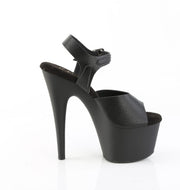 Pleaser ADORE-708UL Platform Sandal (Black Faux Leather/Black Matte)