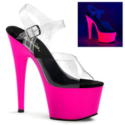 Pleaser ADORE-708UV Platform Sandal (Clear/Neon Pink)