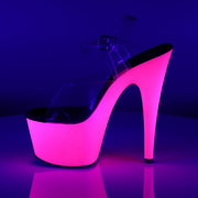 Pleaser ADORE-708UV Platform Sandal (Clear/Neon Pink)