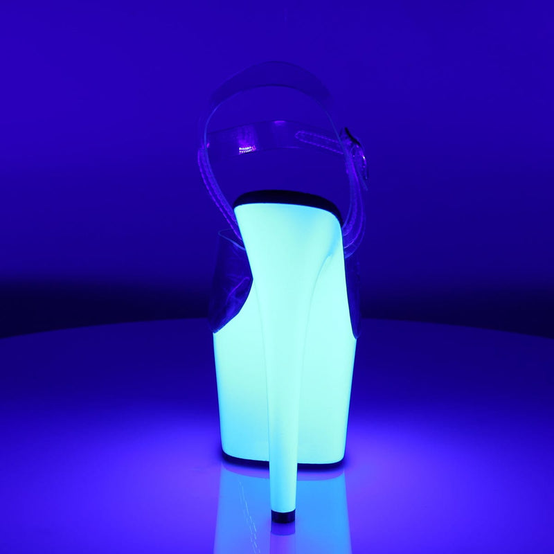 Pleaser ADORE-708UV Platform Sandal (Clear/Neon White)