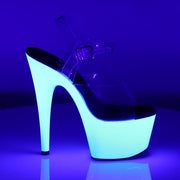 Pleaser ADORE-708UV Platform Sandal (Clear/Neon White)