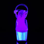 Pleaser ADORE-708UVG Platform Sandal (Clear/Neon Opal Glitter)