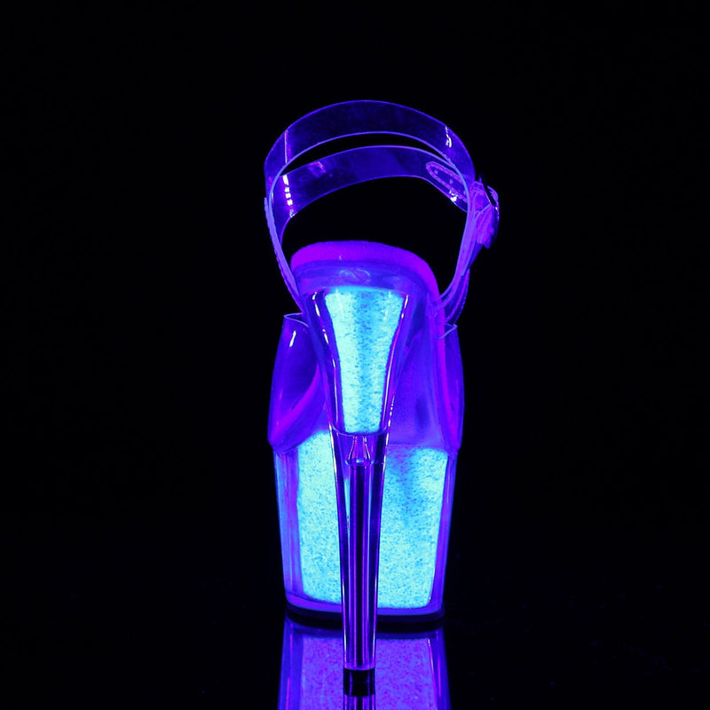 Pleaser ADORE-708UVG Platform Sandal (Clear/Neon Opal Glitter)