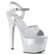 Pleaser ADORE-709-2G Platform Sandal (Silver Multi Glitter/Silver Multi Glitter)