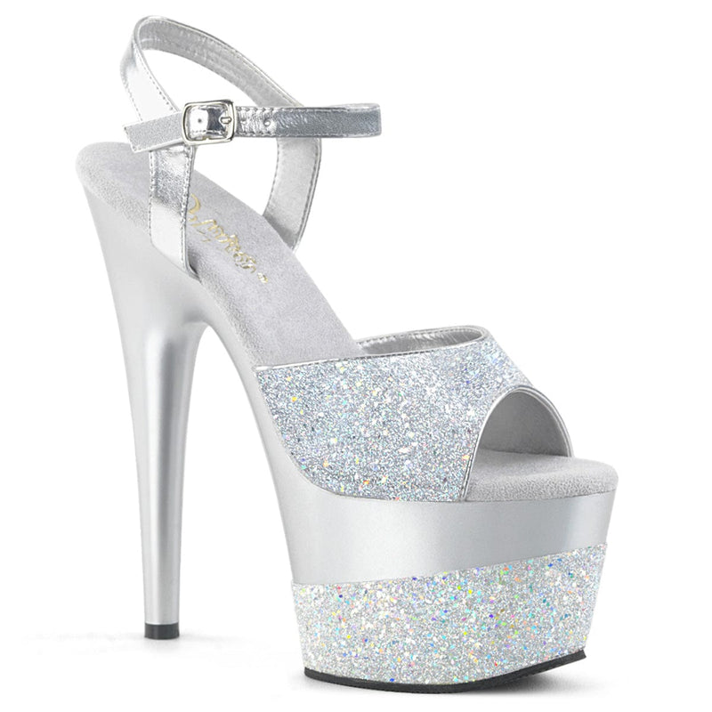 Pleaser ADORE-709-2G Platform Sandal (Silver Multi Glitter/Silver Multi Glitter)