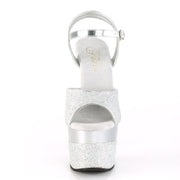 Pleaser ADORE-709-2G Platform Sandal (Silver Multi Glitter/Silver Multi Glitter)