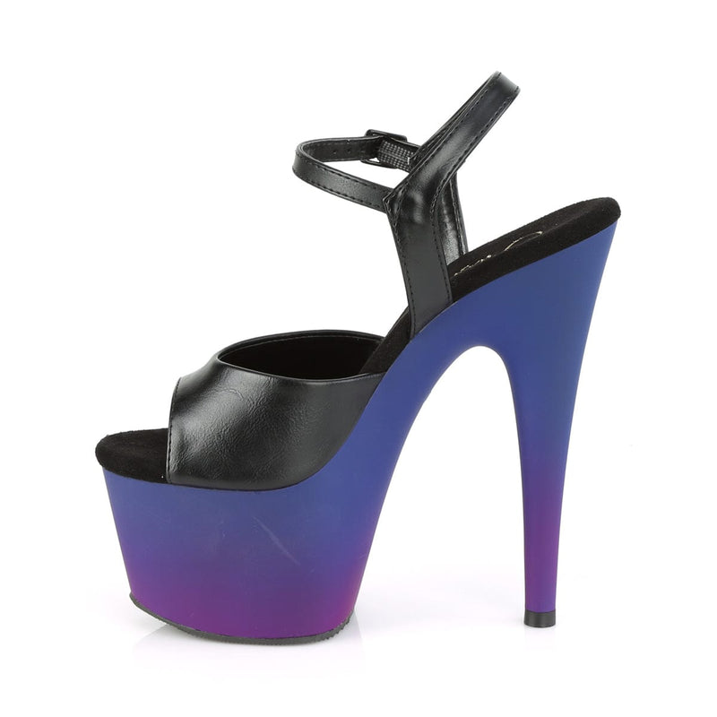 Pleaser ADORE-709BP Platform Sandal (Black Faux Leather/Blue-Purple Ombre)