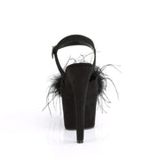 Pleaser ADORE-709F Platform Sandal (Black Faux Suede-Feather/Black Faux Suede)