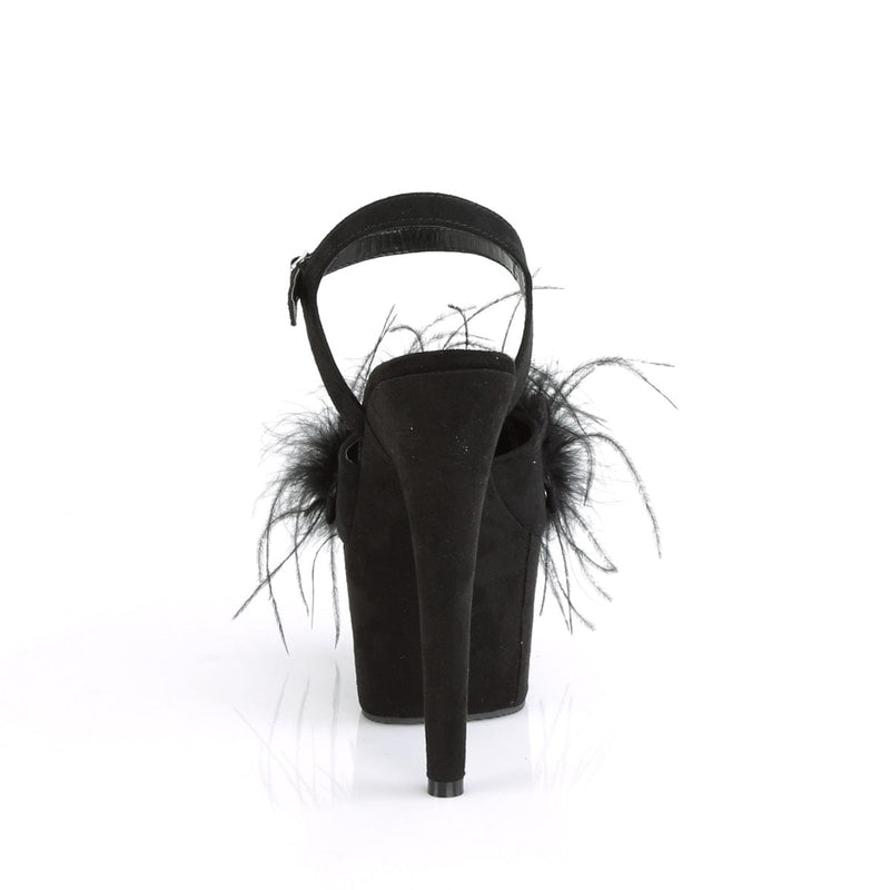 Pleaser ADORE-709F Platform Sandal (Black Faux Suede-Feather/Black Faux Suede)