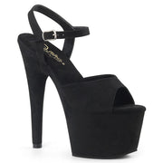 Pleaser ADORE-709FS Platform Sandal (Black Faux Suede/Black Faux Suede)