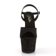 Pleaser ADORE-709FS Platform Sandal (Black Faux Suede/Black Faux Suede)
