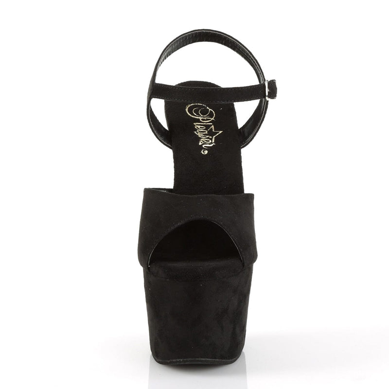 Pleaser ADORE-709FS Platform Sandal (Black Faux Suede/Black Faux Suede)