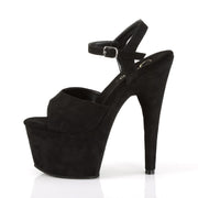 Pleaser ADORE-709FS Platform Sandal (Black Faux Suede/Black Faux Suede)