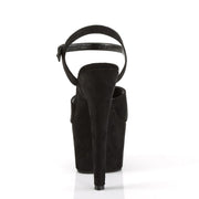 Pleaser ADORE-709FS Platform Sandal (Black Faux Suede/Black Faux Suede)