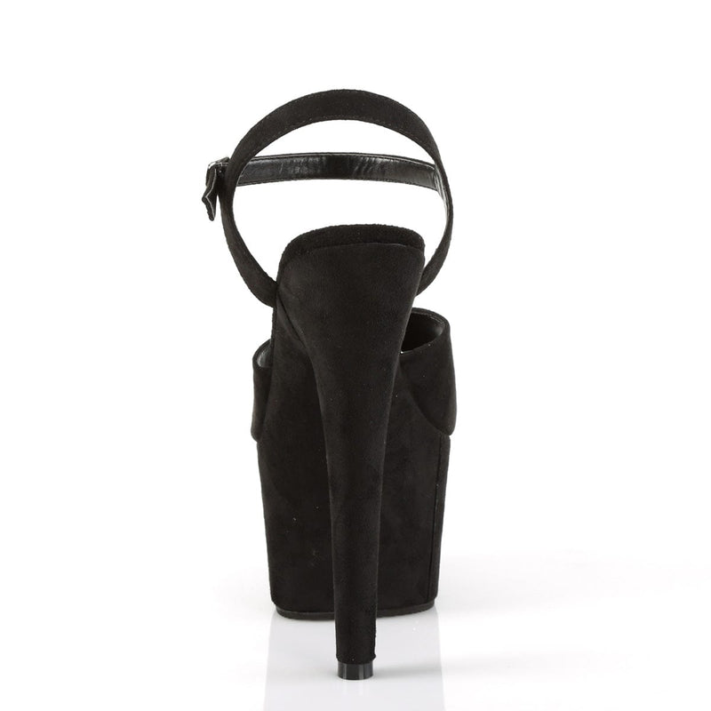 Pleaser ADORE-709FS Platform Sandal (Black Faux Suede/Black Faux Suede)