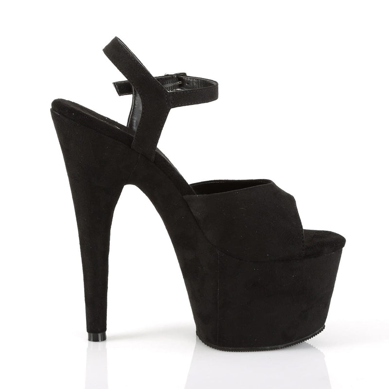Pleaser ADORE-709FS Platform Sandal (Black Faux Suede/Black Faux Suede)