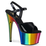 Pleaser ADORE-709RC Platform Sandal (Black Patent/Rainbow Chrome)