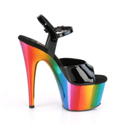 Pleaser ADORE-709RC Platform Sandal (Black Patent/Rainbow Chrome)
