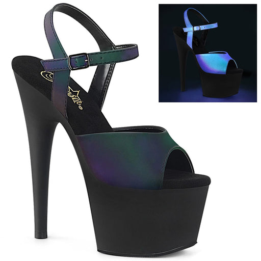 Pleaser ADORE-709REFL Platform Sandal (Green Multi Reflective/Black Matte) 5