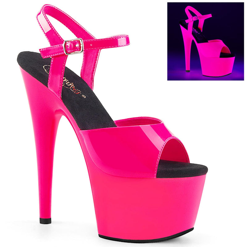 Pleaser ADORE-709UV Platform Sandal (Neon Hot Pink Patent/Neon Hot Pink)